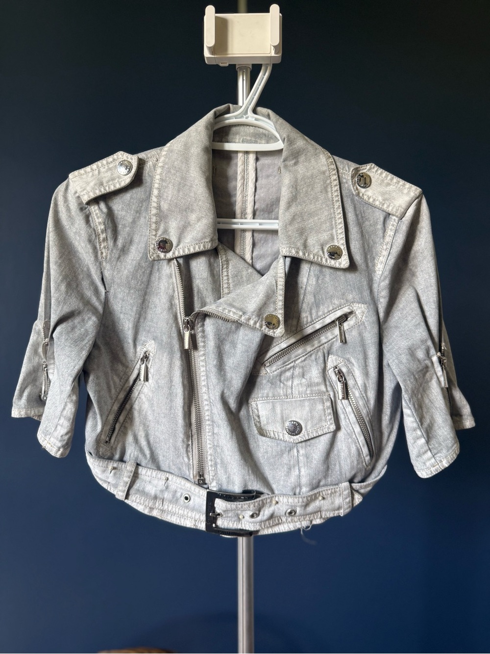 Archival Jean Paul Gaultier Cropped Denim Biker Jacket - IT 42 / US 6